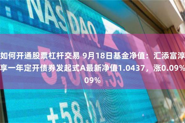 如何开通股票杠杆交易 9月18日基金净值：汇添富淳享一年定开债券发起式A最新净值1.0437，涨0.09%