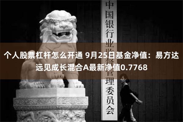 个人股票杠杆怎么开通 9月25日基金净值：易方达远见成长混合A最新净值0.7768