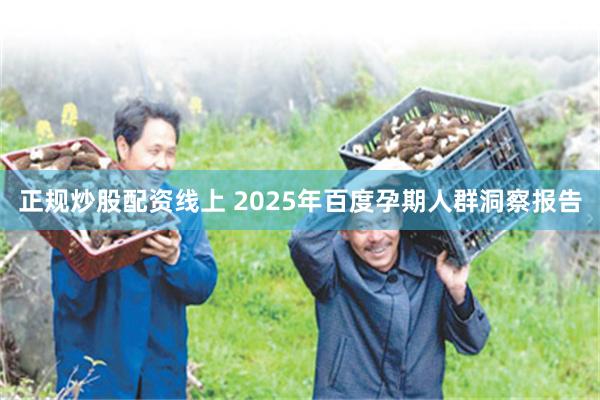 正规炒股配资线上 2025年百度孕期人群洞察报告